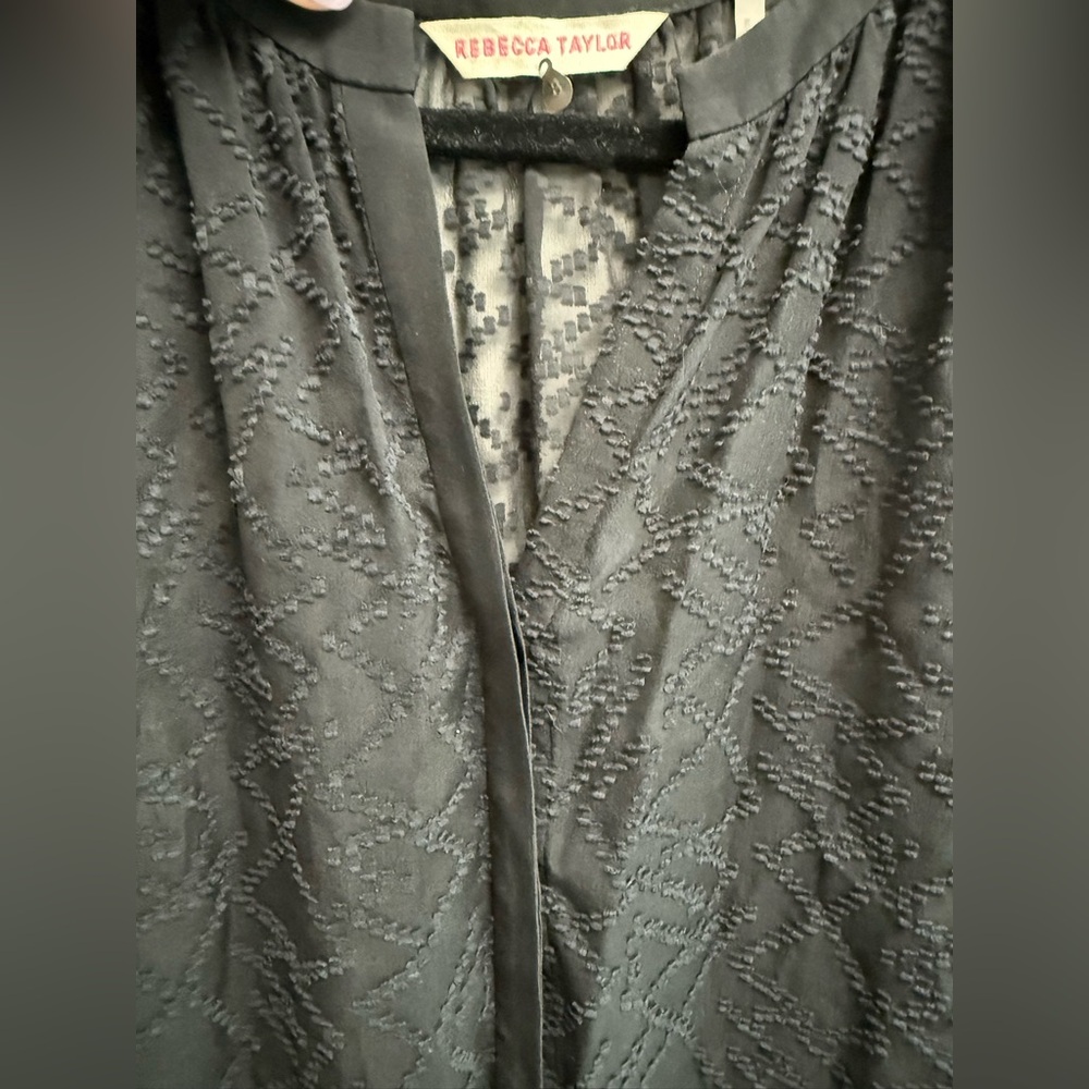 REBECCA TAYLOR Womens Black Embroidered Poet Blouse - Size 8 - Picture 4 of 11